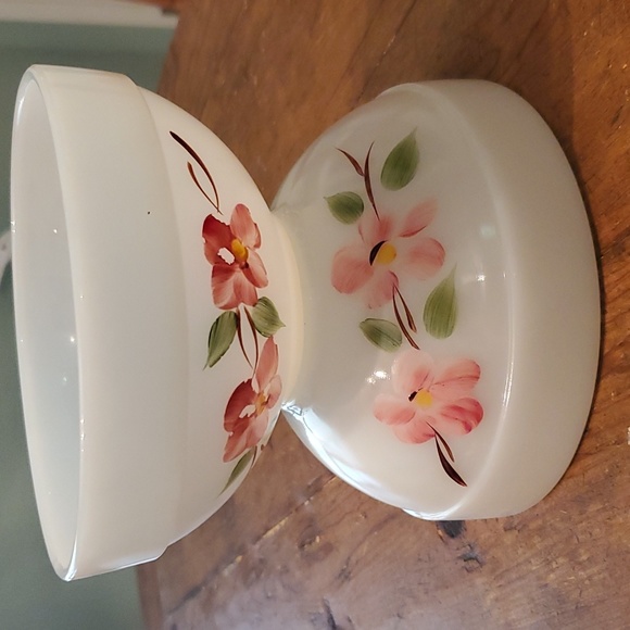 Fire king 6" peach blossom 6" mixing bowl set of 2 - Picture 2 of 11